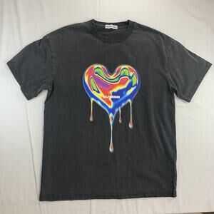 Aelfric Eden Shirt Mens Small Colorful Drip Heart Graphic Multicolored Black Tee